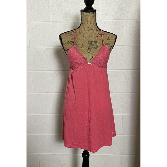 Victoria's Secret Other - VTG Victoria's Secret Lingerie Small Pink Lace Halter Babydoll Slip Y2K Coquette